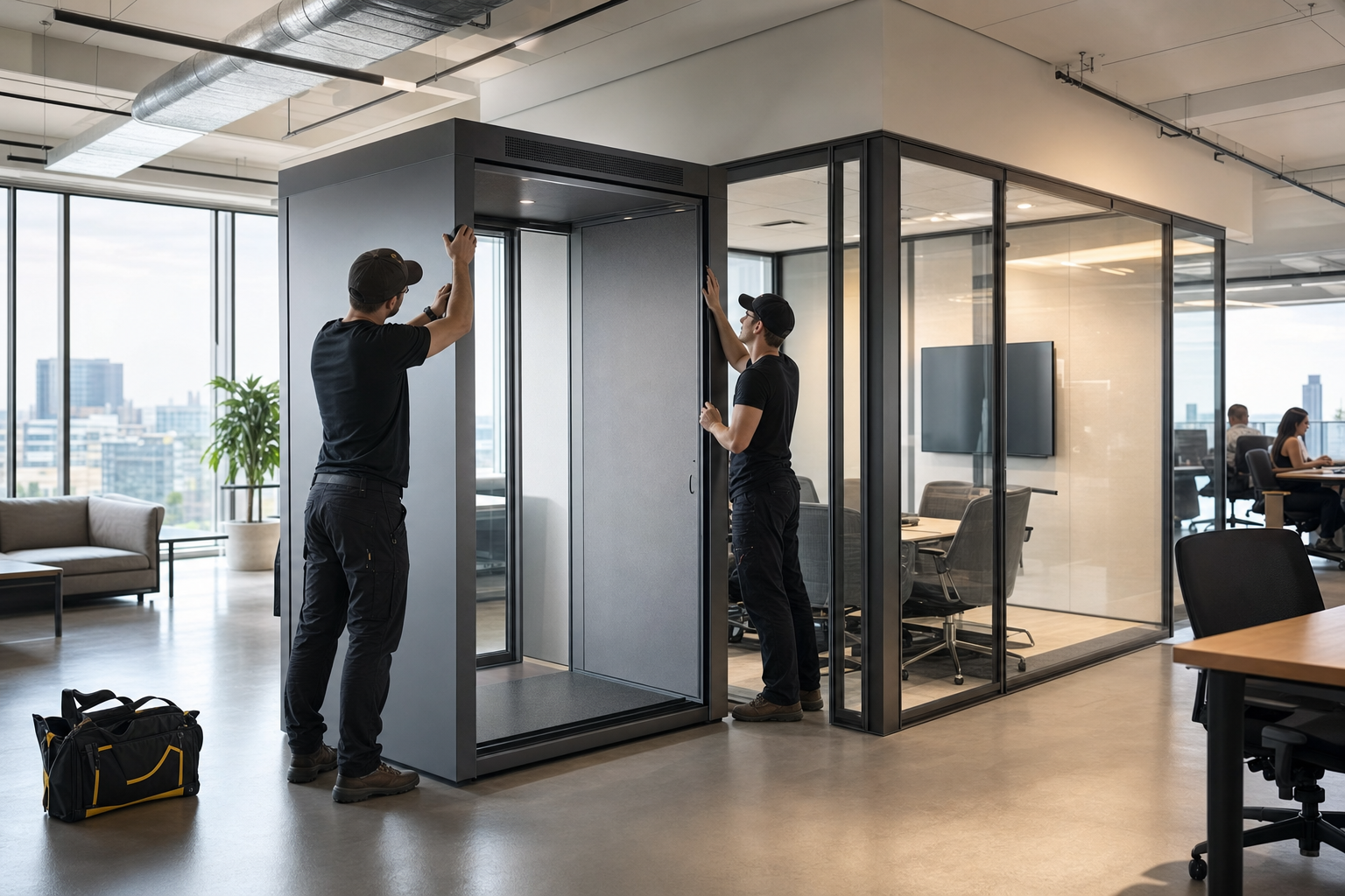 Geluidsdichte cabines op kantoor