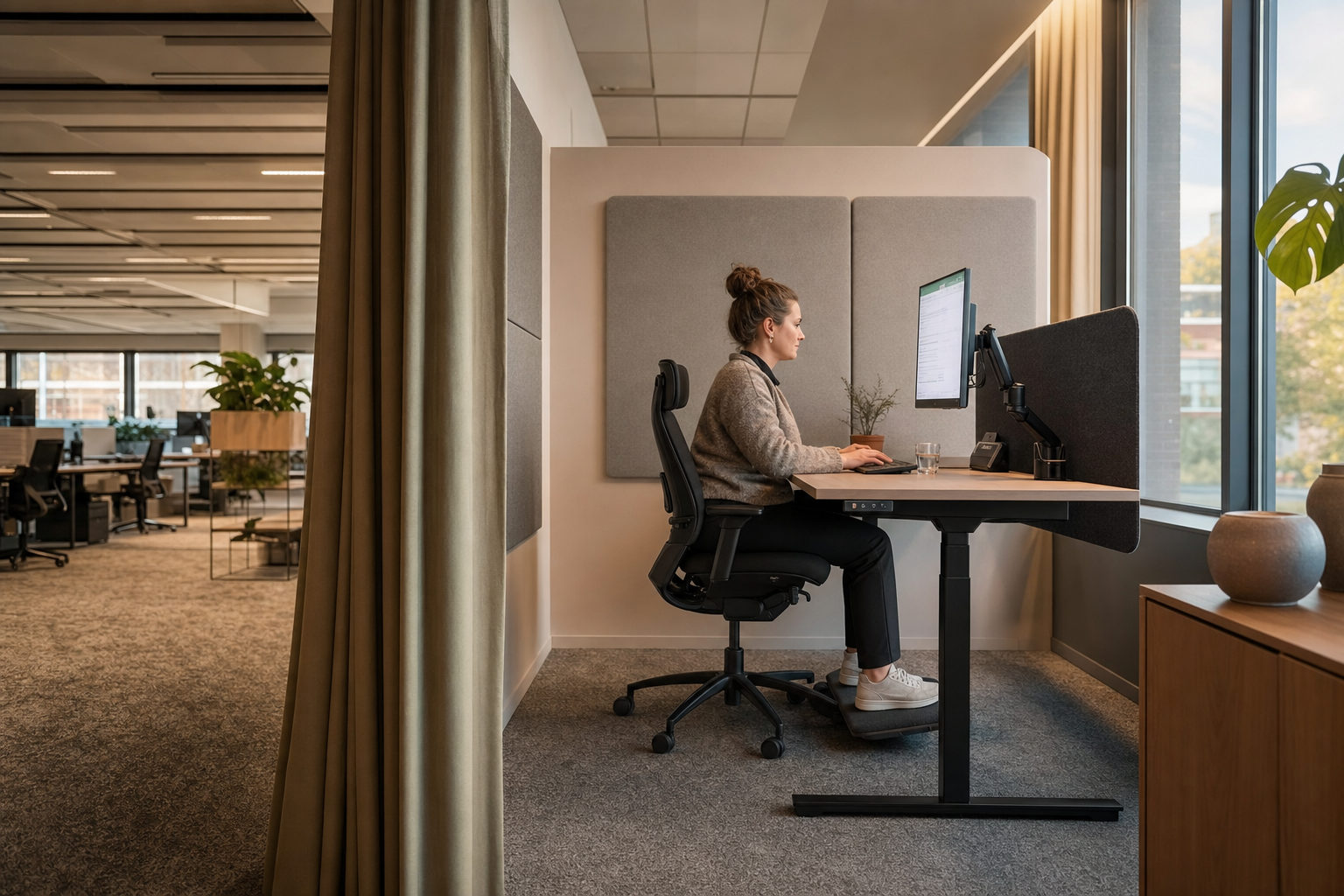 Ergonomische stiltewerkplek in kantoor