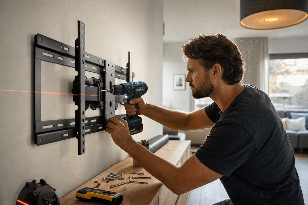 Hoe monteer je een tv beugel voor een 50 inch tv op een gipswand zonder dat de bevestiging&nbsp;loskomt?
