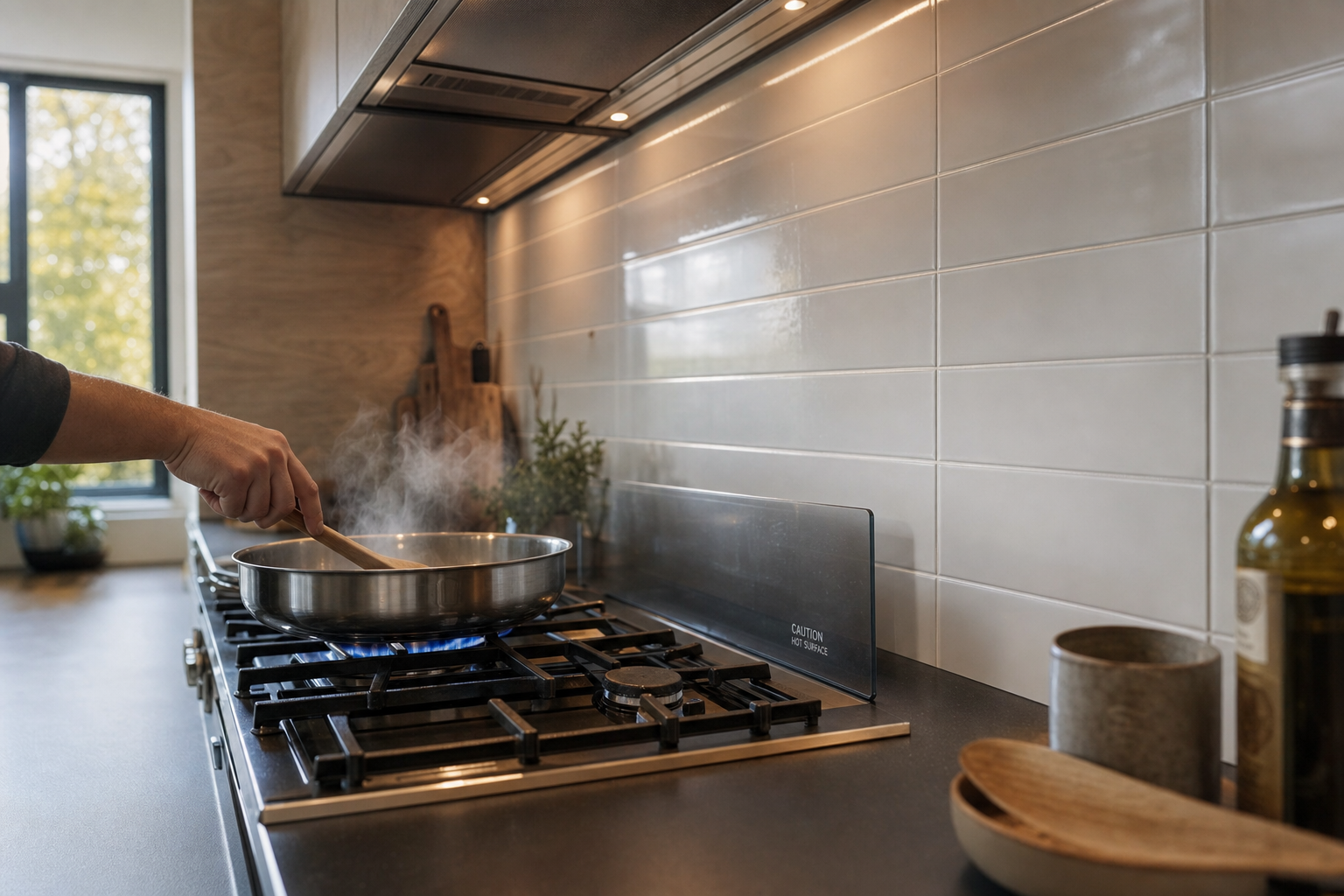 PVC wandtegels in keuken achter fornuis