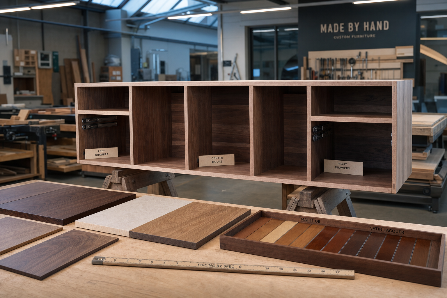 Verschillende indelingen en afwerkingen voor maatwerk dressoirs